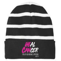 Heal Breast Cancer With God Striped Beanie with Solid Band