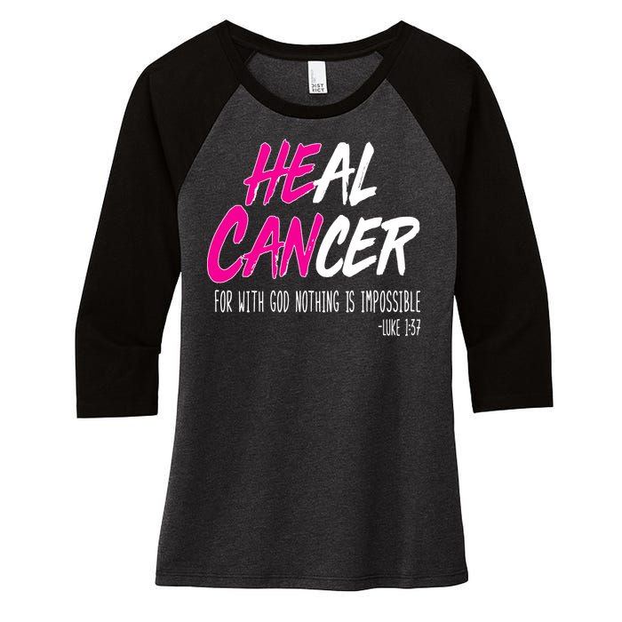 Heal Breast Cancer With God Women's Tri-Blend 3/4-Sleeve Raglan Shirt