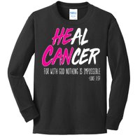 Heal Breast Cancer With God Kids Long Sleeve Shirt