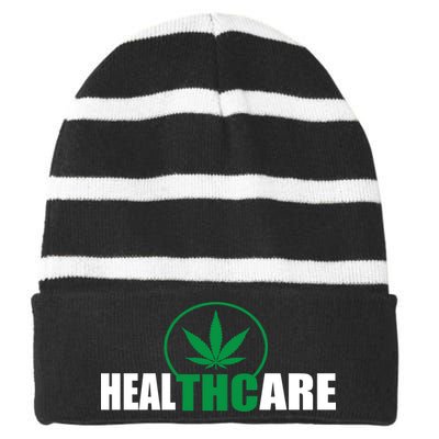 Health Care THC Weed Striped Beanie with Solid Band