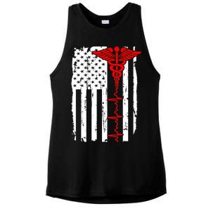 Healthcare Front line US Flag Ladies PosiCharge Tri-Blend Wicking Tank