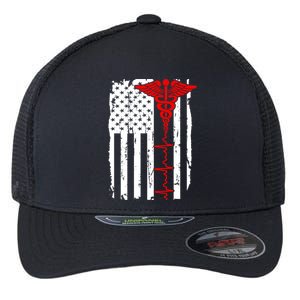 Healthcare Front line US Flag Flexfit Unipanel Trucker Cap