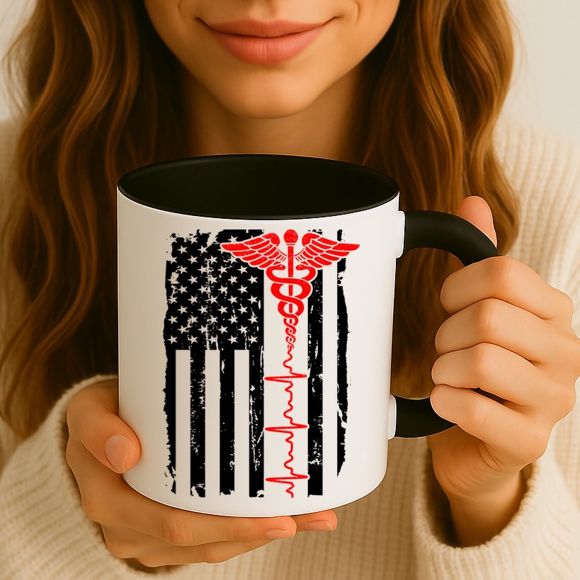 Healthcare Front line US Flag Mug
