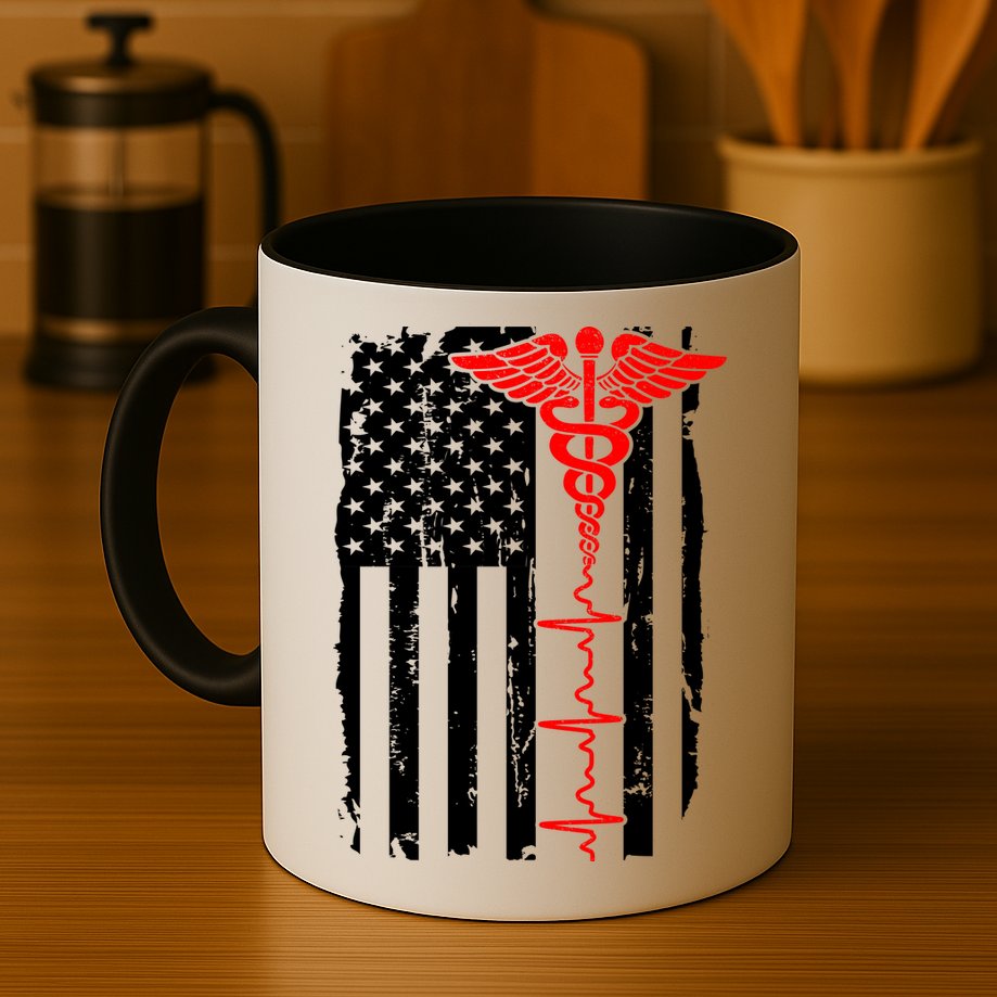 Healthcare Front line US Flag Mug