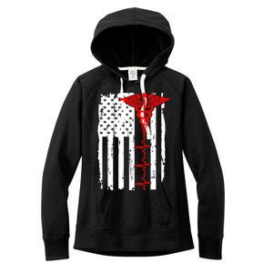 Healthcare Front line US Flag Women's Fleece Hoodie