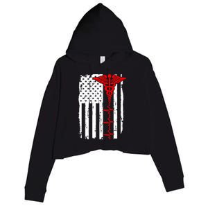 Healthcare Front line US Flag Crop Fleece Hoodie