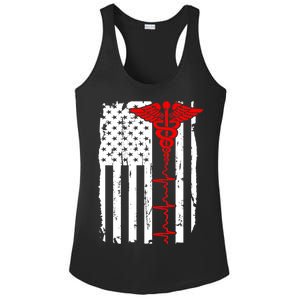 Healthcare Front line US Flag Ladies PosiCharge Competitor Racerback Tank