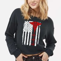 Healthcare Front line US Flag Cropped Pullover Crew