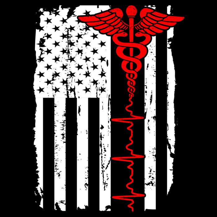 Healthcare Front line US Flag Cropped Pullover Crew