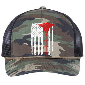 Healthcare Front line US Flag Retro Rope Trucker Hat Cap