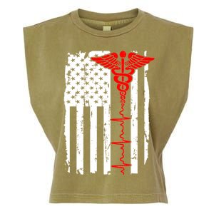 Healthcare Front line US Flag Garment-Dyed Women's Muscle Tee