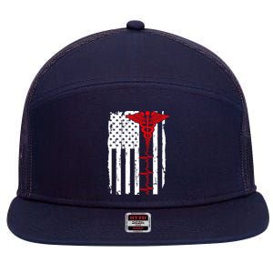 Healthcare Front line US Flag 7 Panel Mesh Trucker Snapback Hat