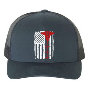 Healthcare Front line US Flag Yupoong Adult 5-Panel Trucker Hat