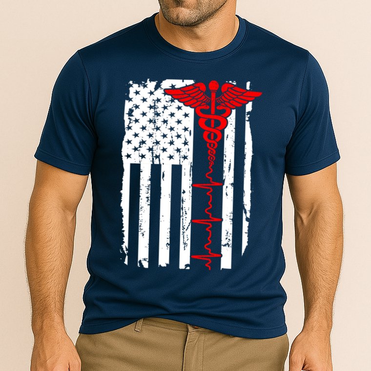 Healthcare Front line US Flag Performance Shirt