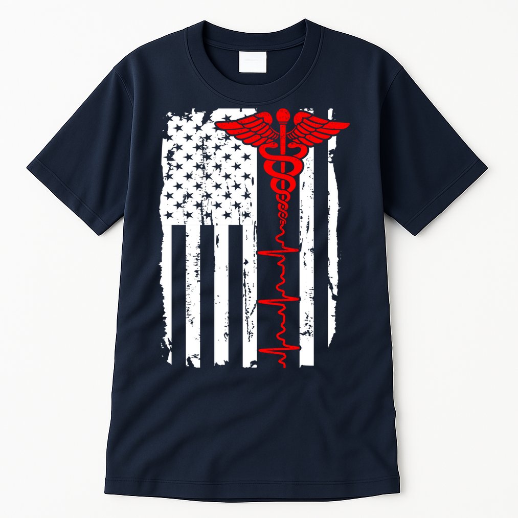 Healthcare Front line US Flag Tall T-Shirt