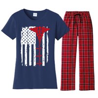 Healthcare Front line US Flag Women's Flannel Pajama Set