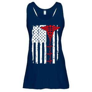 Healthcare Front line US Flag Ladies Essential Flowy Tank