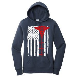 Healthcare Front line US Flag Women's Pullover Hoodie