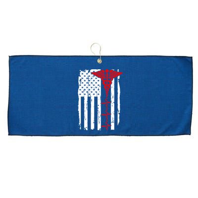 Healthcare Front line US Flag Large Microfiber Waffle Golf Towel