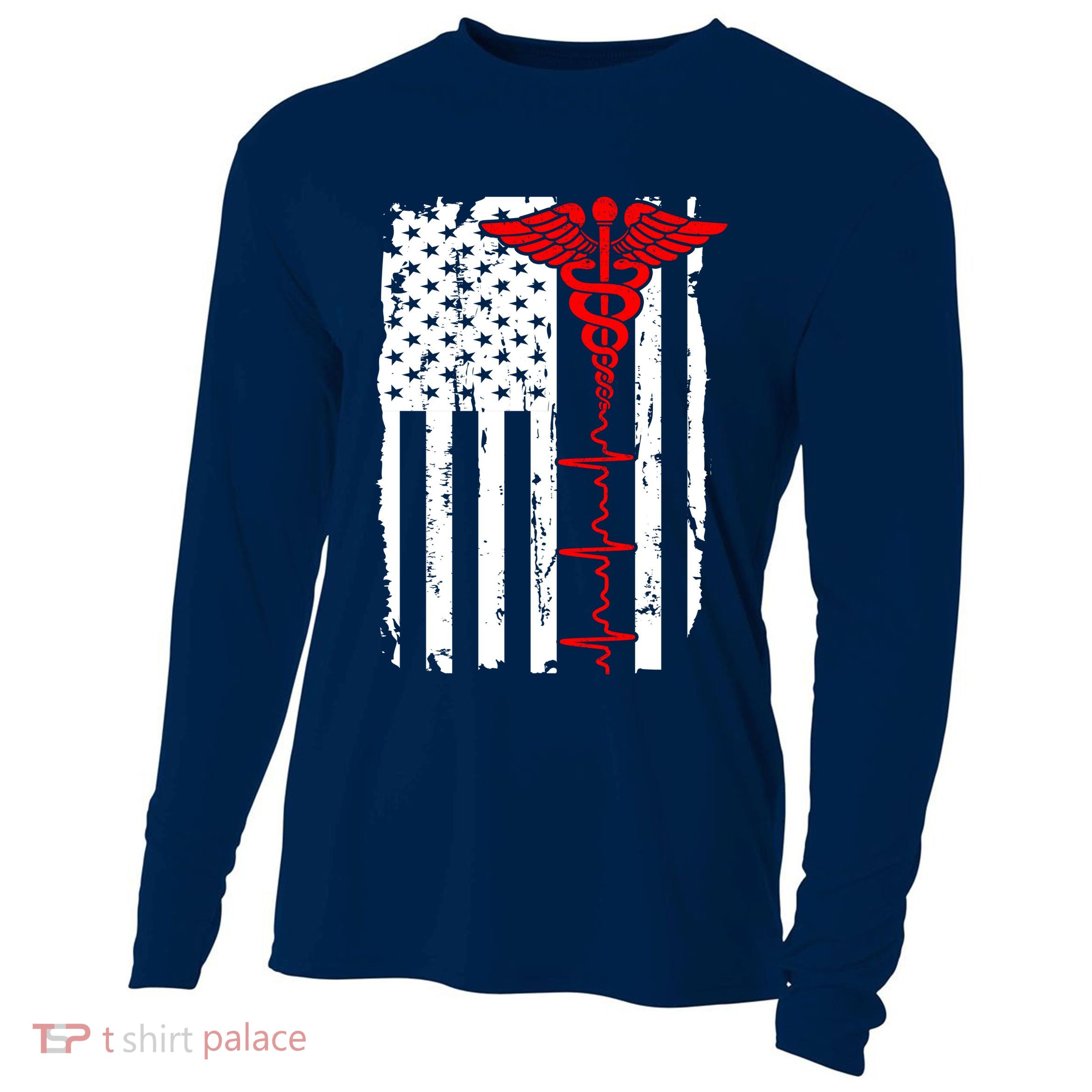 Healthcare Front line US Flag Cooling Performance Long Sleeve Crew