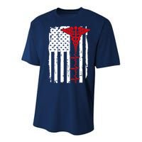 Healthcare Front line US Flag Youth Performance Sprint T-Shirt