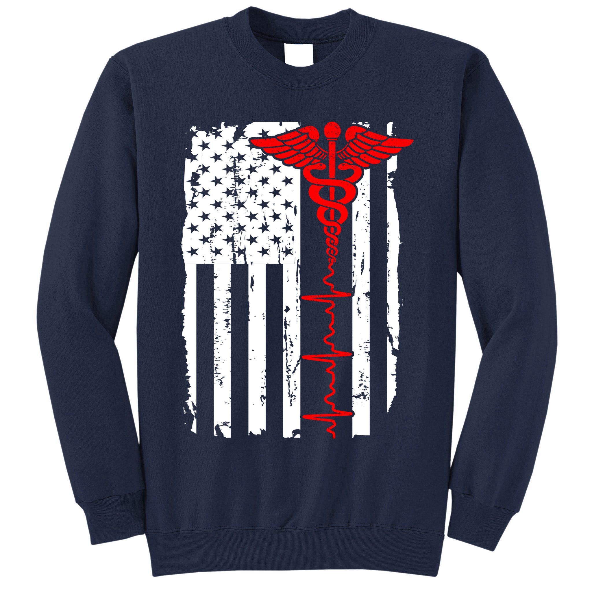 Healthcare Front line US Flag Tall Sweatshirt