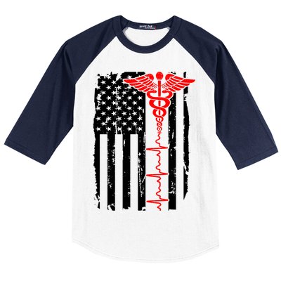 Healthcare Front line US Flag Baseball Sleeve Shirt