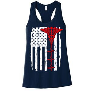 Healthcare Front line US Flag Women's Racerback Tank