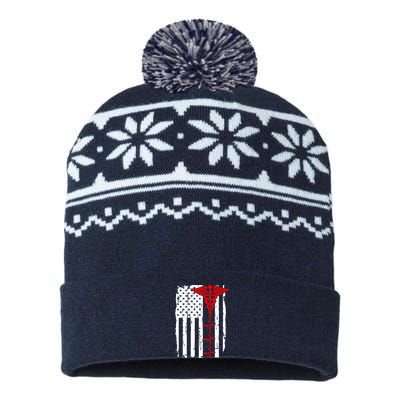 Healthcare Front line US Flag USA-Made Snowflake Beanie