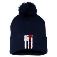 Healthcare Front line US Flag Pom Pom 12in Knit Beanie