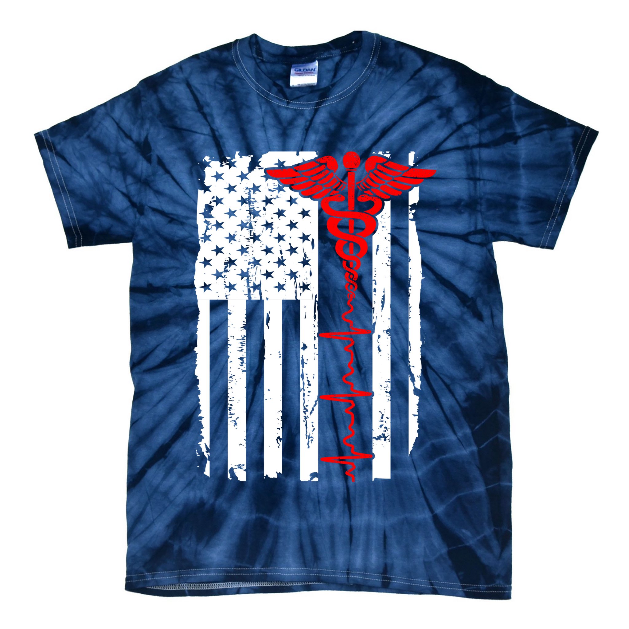 Healthcare Front line US Flag Tie-Dye T-Shirt
