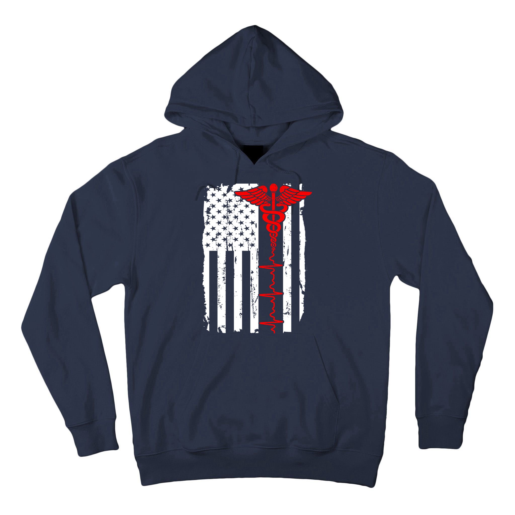 Healthcare Front line US Flag Tall Hoodie
