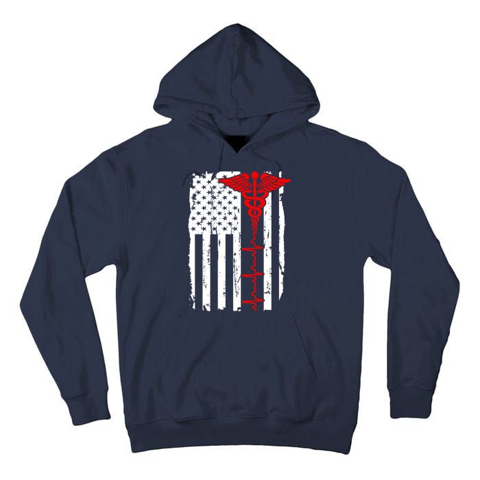 Healthcare Front line US Flag Tall Hoodie