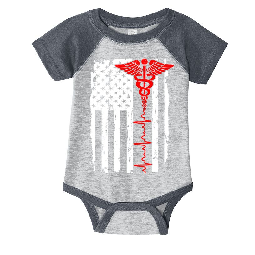 Healthcare Front line US Flag Infant Baby Jersey Bodysuit