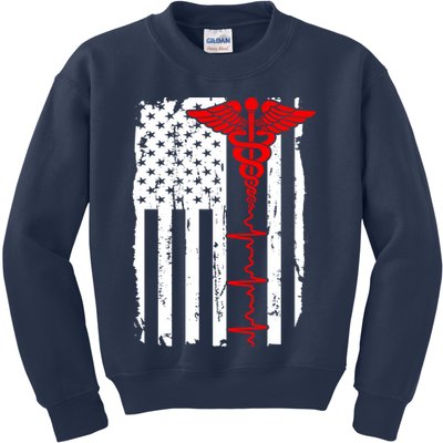 Healthcare Front line US Flag Kids Sweatshirt