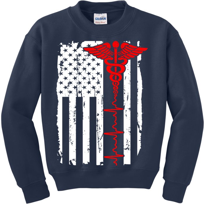 Healthcare Front line US Flag Kids Sweatshirt