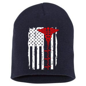 Healthcare Front line US Flag Short Acrylic Beanie