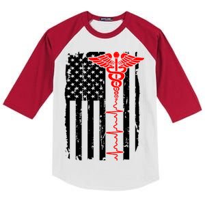 Healthcare Front line US Flag Kids Colorblock Raglan Jersey