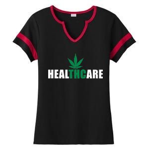 Healthcare Medical Marijuana Weed Ladies Halftime Notch Neck Tee