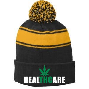 Healthcare Medical Marijuana Weed Stripe Pom Pom Beanie