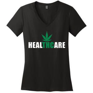 Healthcare Medical Marijuana Weed Women's V-Neck T-Shirt