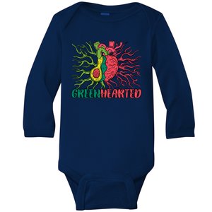 Heart And Avocado Baby Long Sleeve Bodysuit