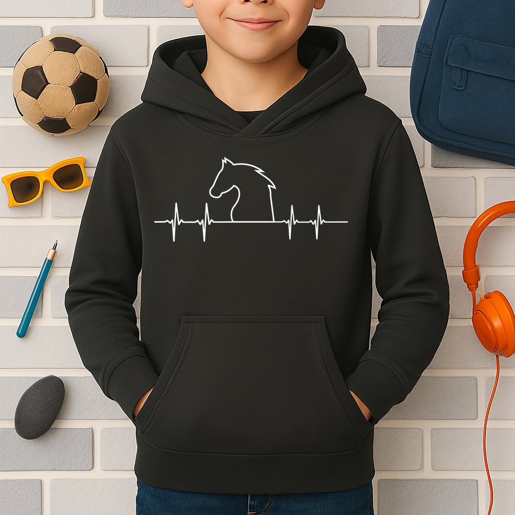 Heart Beat Horse Pulse Kids Hoodie
