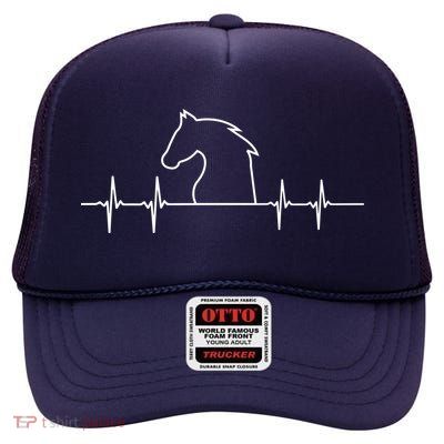 Heart Beat Horse Pulse High Crown Mesh Back Trucker Hat