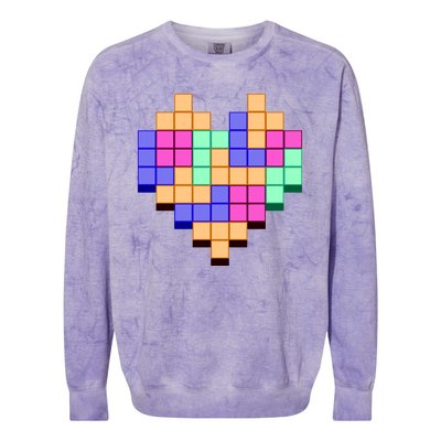 Heart Block Game Valentine's Day Gamer Love Colorblast Crewneck Sweatshirt