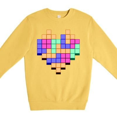 Heart Block Game Valentine's Day Gamer Love Premium Crewneck Sweatshirt