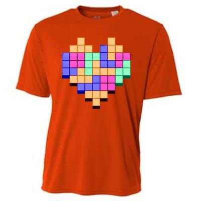 Heart Block Game Valentine's Day Gamer Love Cooling Performance Crew T-Shirt