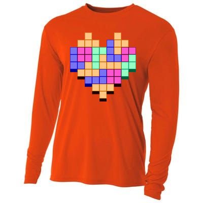 Heart Block Game Valentine's Day Gamer Love Cooling Performance Long Sleeve Crew