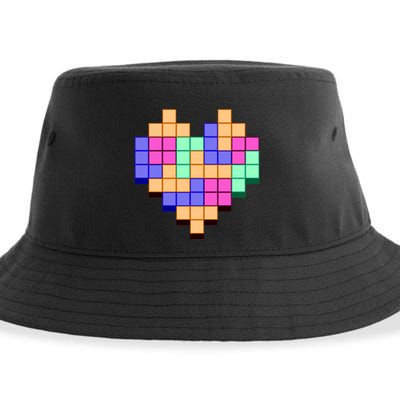 Heart Block Game Valentine's Day Gamer Love Sustainable Bucket Hat