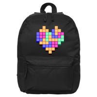Heart Block Game Valentine's Day Gamer Love 16 in Basic Backpack